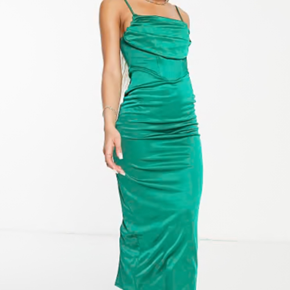 Elegant Green Satin Dress